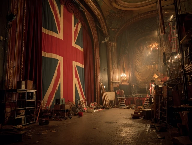 Theater Stage Design with Union Jack Flag