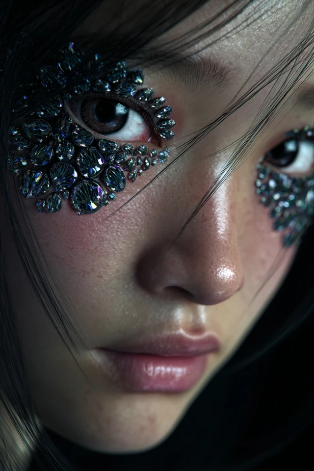 Hyperrealistic Japanese Woman with Fractal Eyes