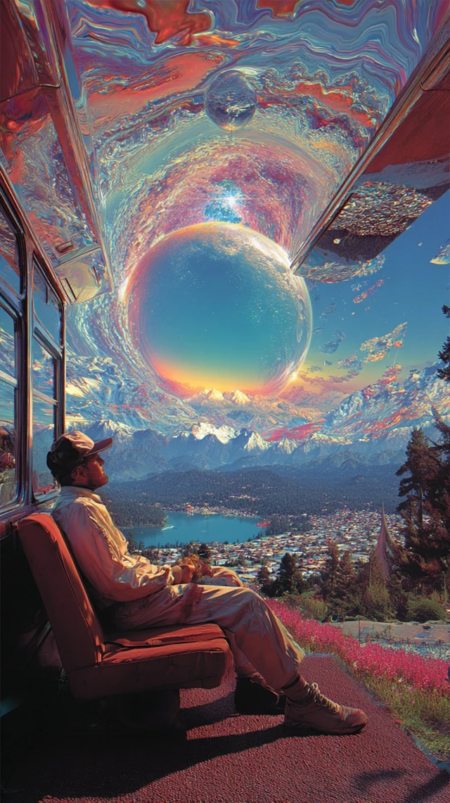 Psychedelic Universe Vintage Art Illustration