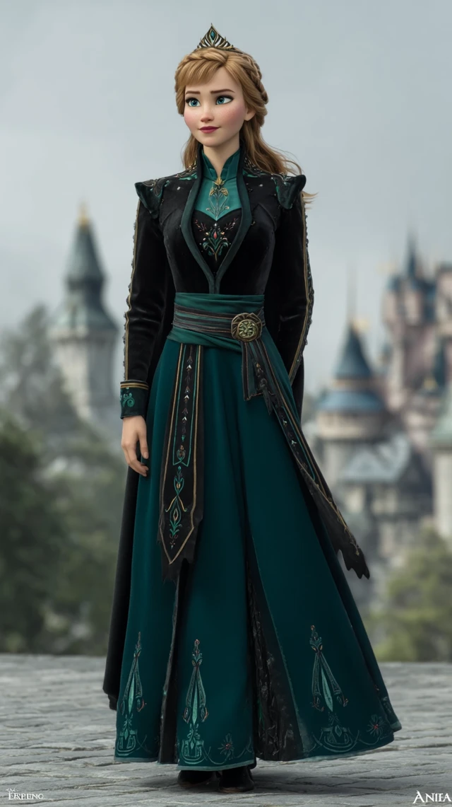 Disneys Anna in Emerald Gown: Animated Realism