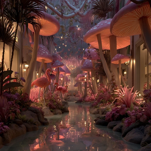 Enchanted Forest Elves Flamingo Wonderland Exploration