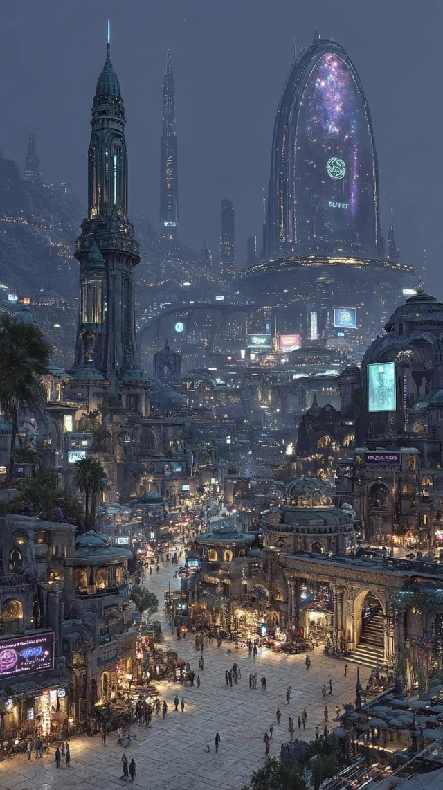 Cyberpunk Roman City Futuristic Scenery