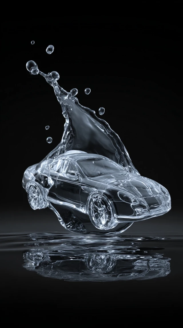 Luxury Car in a Drop of Water: Stunning Transparent Art
