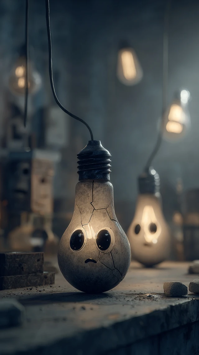 Sad Light Bulb A Melancholic 3D Scene