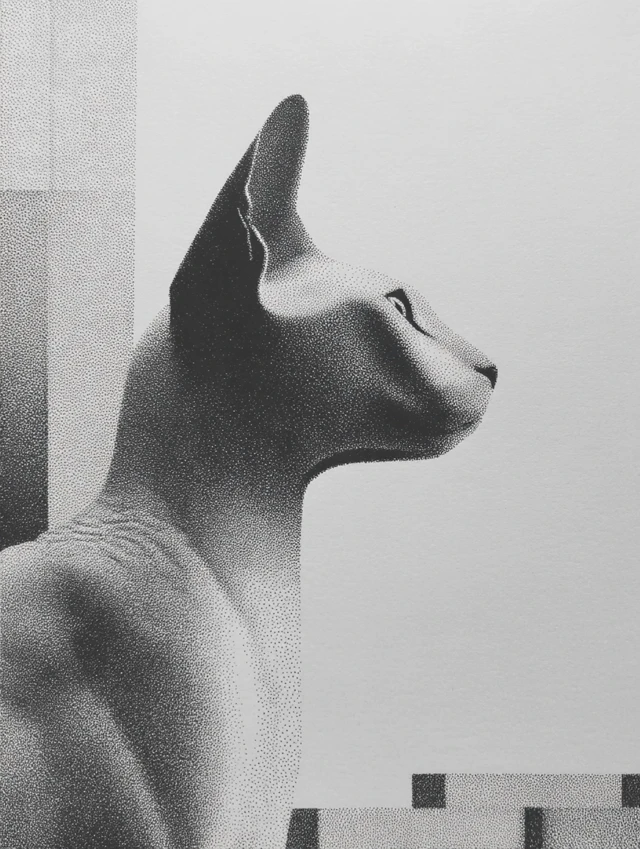 Sphynx Cat Drawing Grayscale Value Contrast