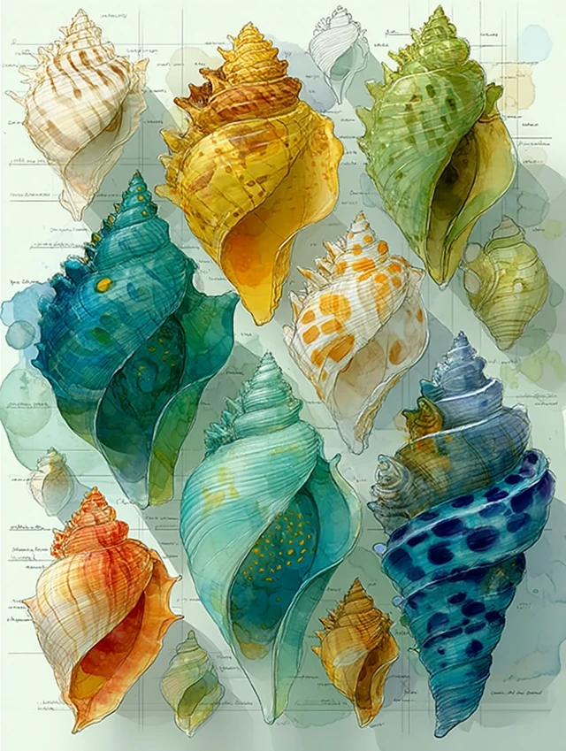 Seashell Pattern Design with Soft Colors