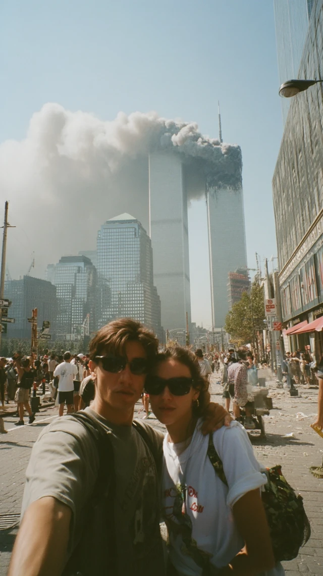 911 Selfie Couple in New York Twin Towers