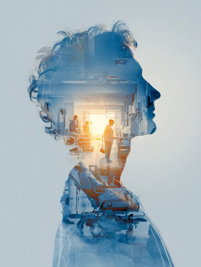 Doctor Silhouette Hospital Scene Double Exposure Photo