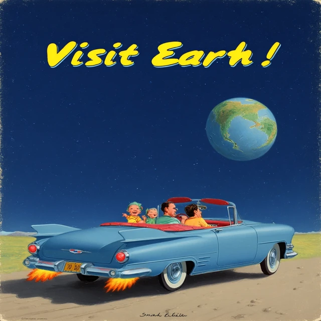 Visit Earth Retro SciFi Advertisement Poster
