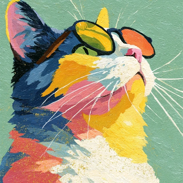 Cool Cat Portrait with Sunglasses Abstract Art