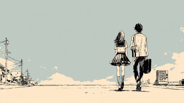 Manga Style Nostalgic Summer Street Scene Illustration