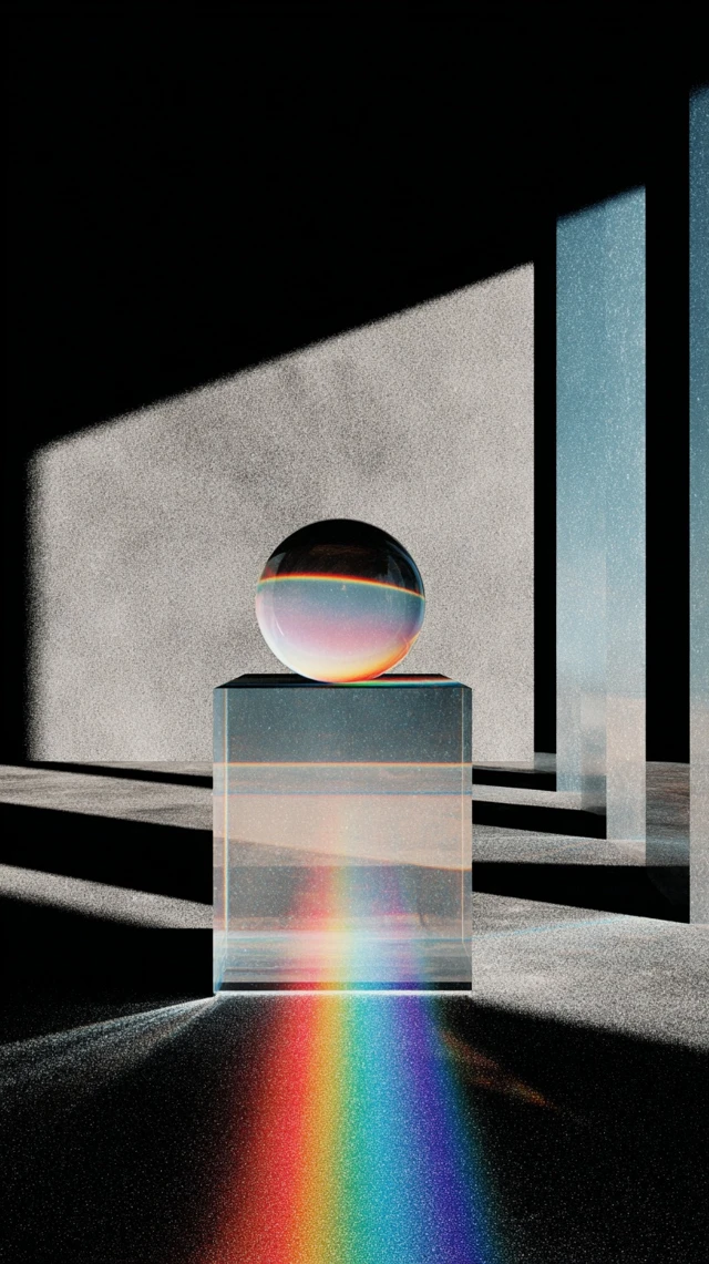 Surreal Dream Rainbow Orb in Glass Cube