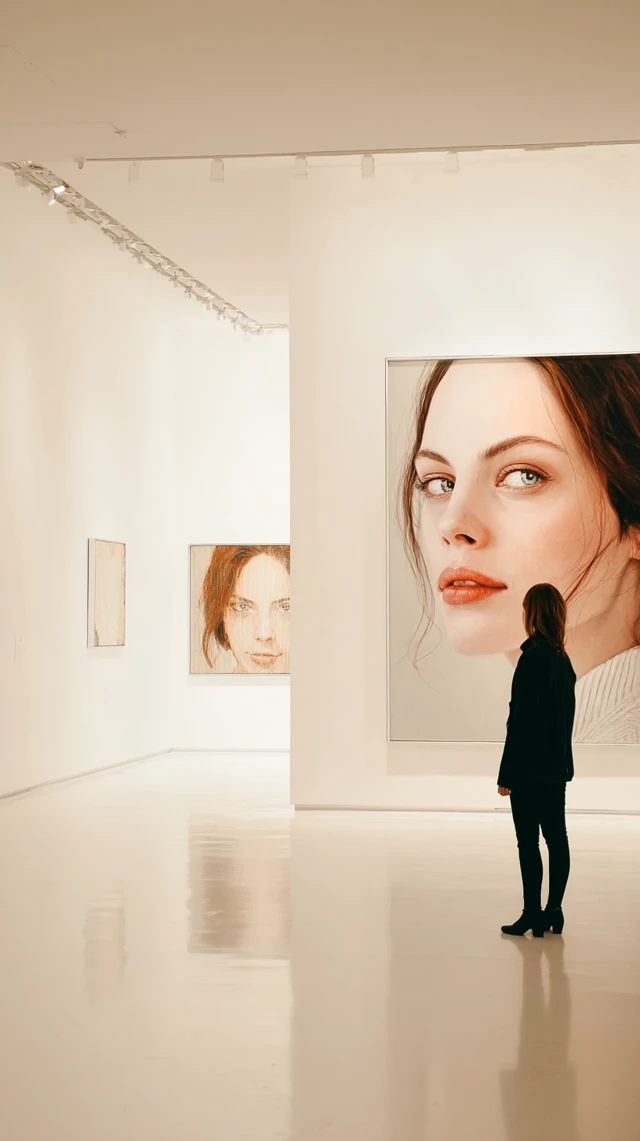 Modern Art Gallery with Portrait Painting