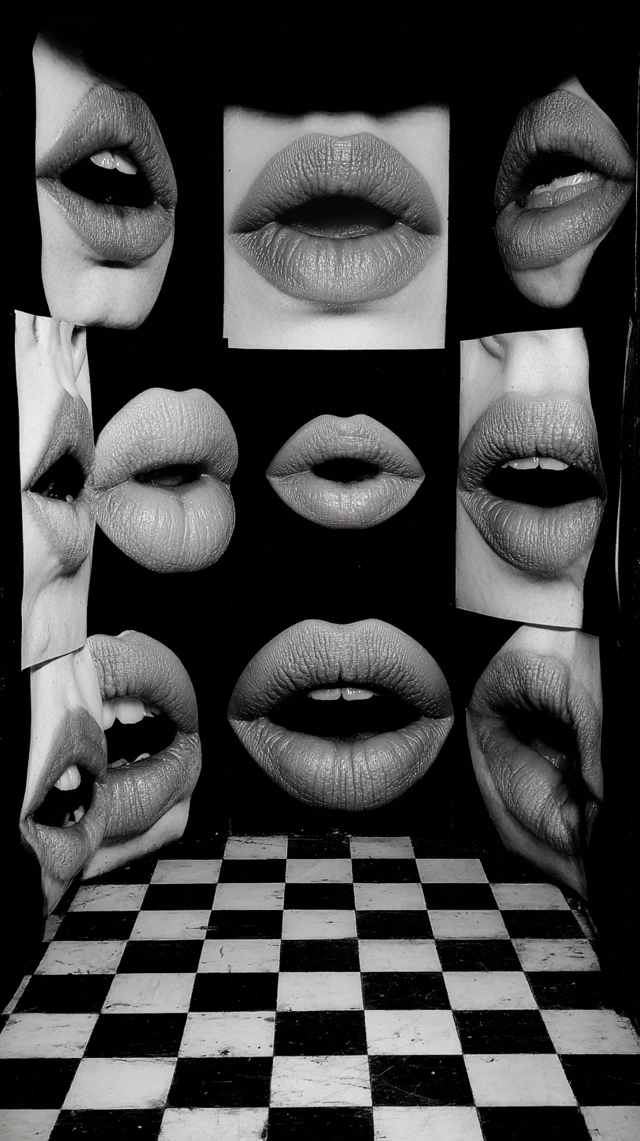 Surreal Room with Distorted Lips