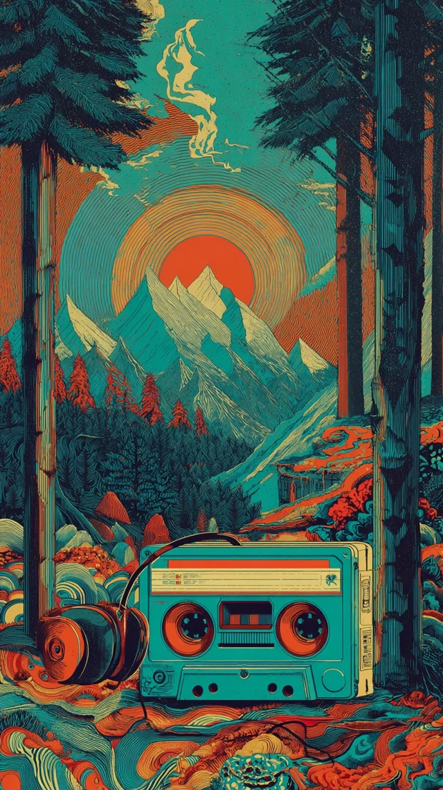 Psychedelic Cassette Tape Art Retro Vibes
