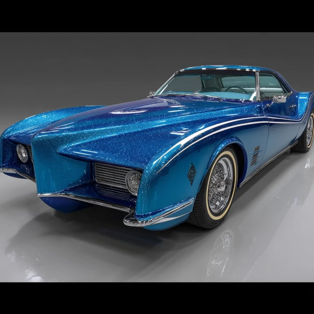 Custom Batmobile Buick Riviera Concept Car Blue Glitter