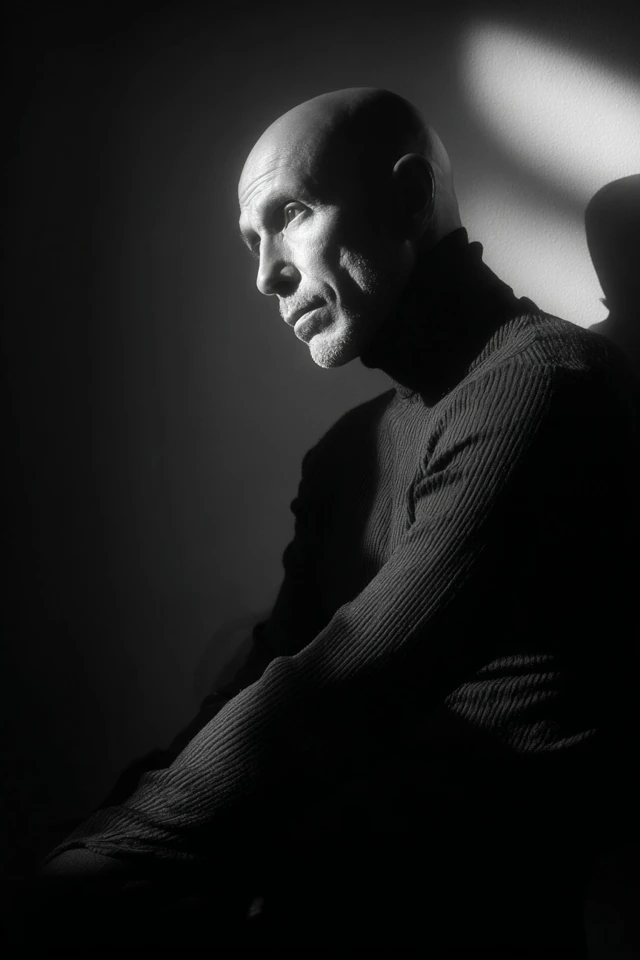 Black and White Portrait Man in Turtleneck