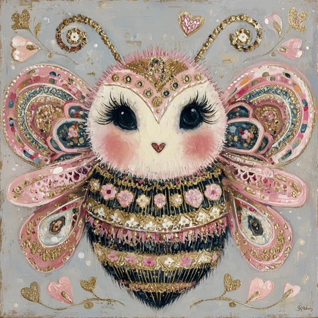 Whimsical Pastel Bee Illustration