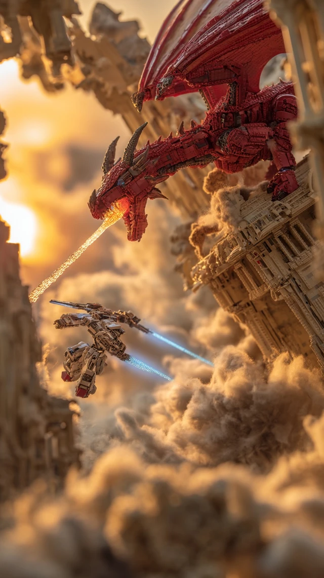 Dragon Mech Battle Epic Mid Air Confrontation