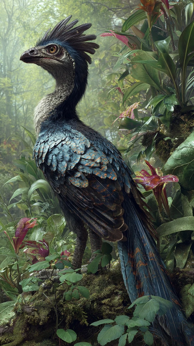 Anchiornis Illustration Ancient Bird in Forest