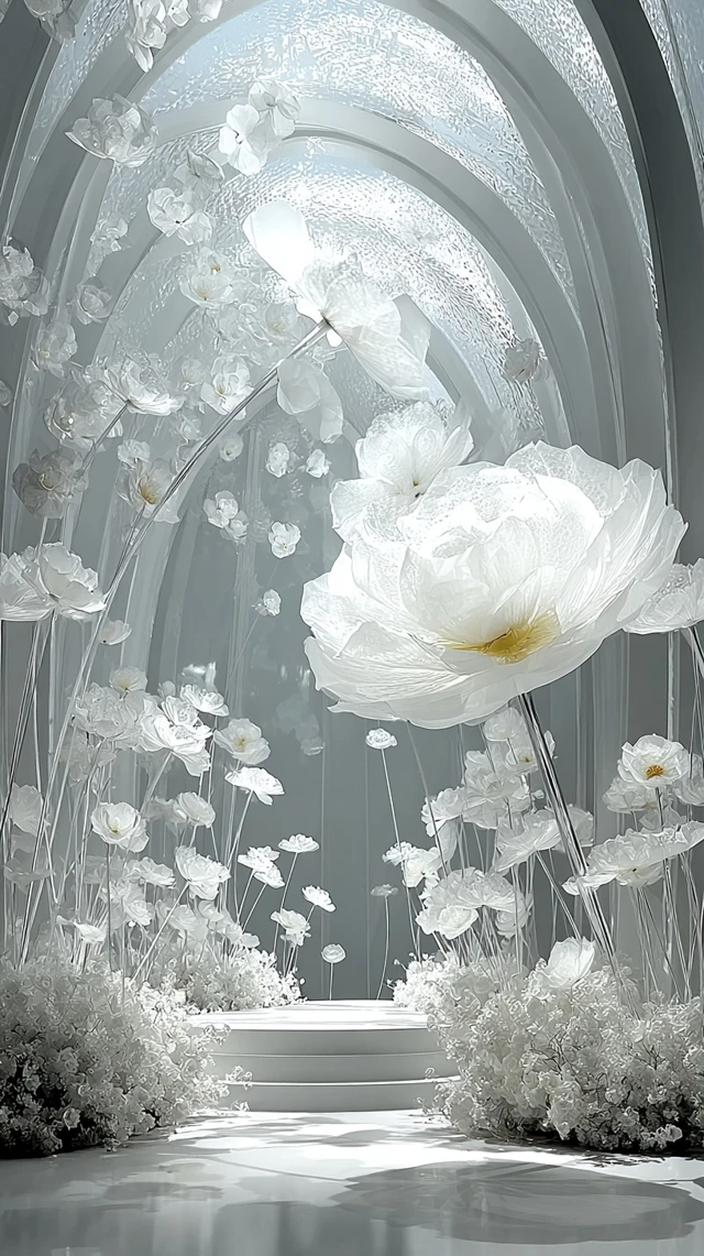 Dreamy White Greenhouse Wedding Venue Floral Design