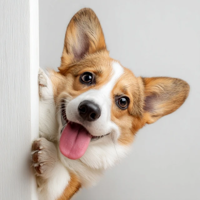Cute Corgi Peeking with Tongue Out Photography