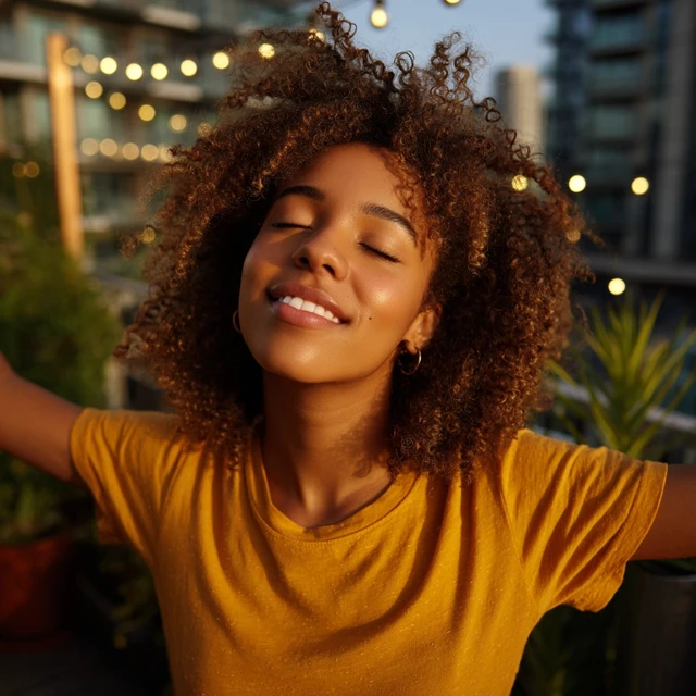 Joyful Woman Dancing at Sunset Cinematic Photography
