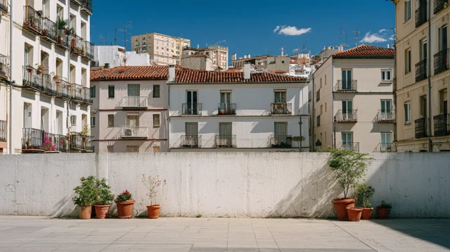 Madrid Neighborhood Architecture Sunny Spanish Streets