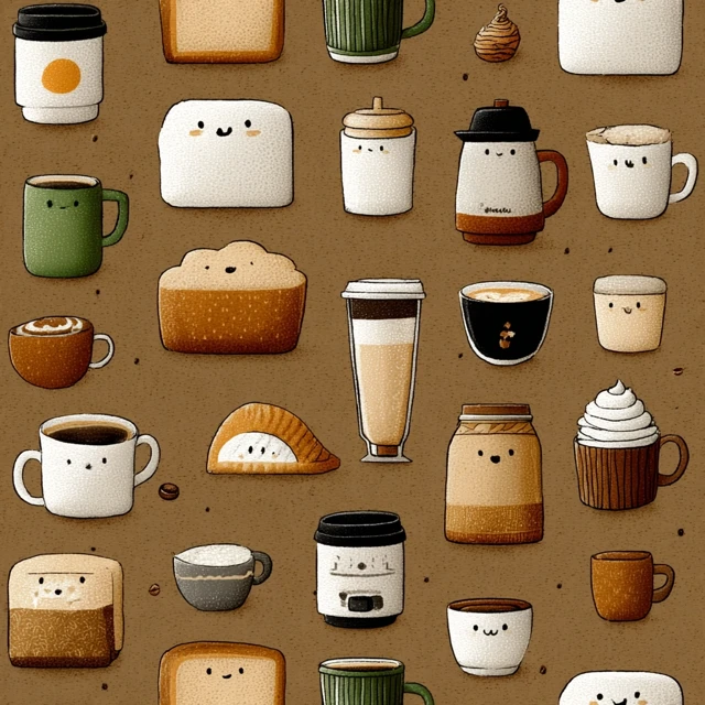 Cozy Coffee and Bread Pattern