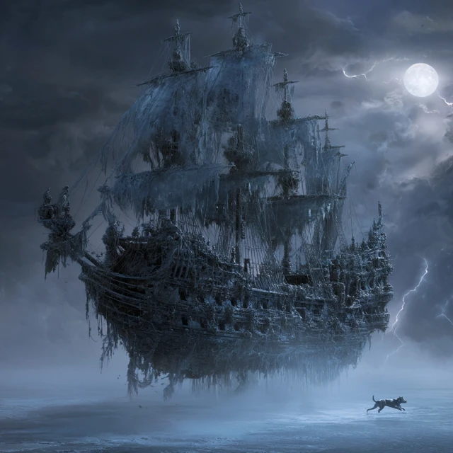 Naglfar Ghost Ship: Epic Ice Ship in Thunderstorm
