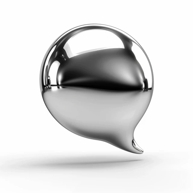 3D Chrome Speech Bubble Futuristic Minimalist Design