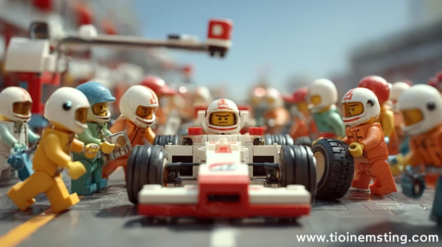 Lego F1 Pit Stop Scene Detailed and Dynamic