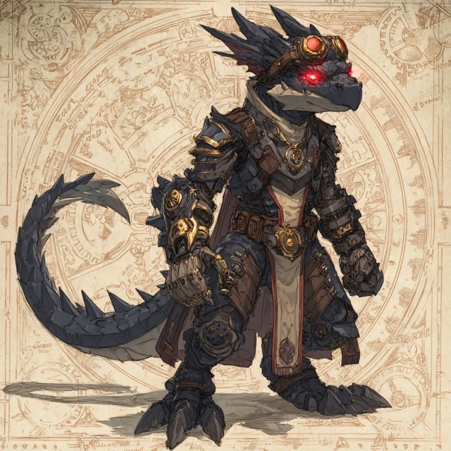 Steampunk Kobold with Mechanical Leg Fantasy Art