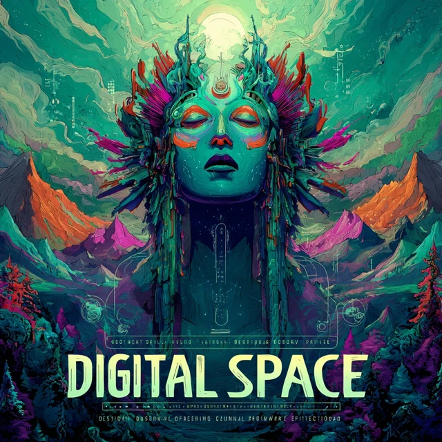 Digital Space Festival Flyer Psychedelic Art Design