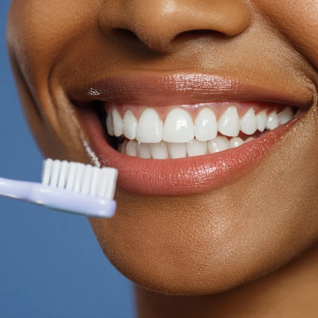 Smiling Woman Brushing Teeth Dental Care