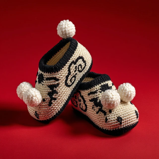 Crocheted Baby Shoes with Foal Pattern