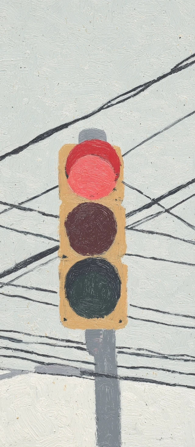 Traffic Light Illustration Gouache Minimalism Art