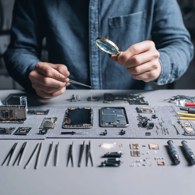 Mobile Phone Repair Technician At Work