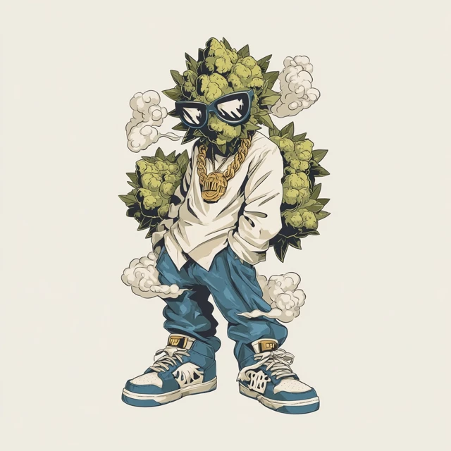 Weed Bud Mascot Cartoon Poster