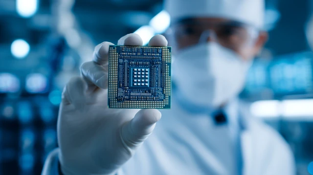 Engineer Holding CPU Chip Technology