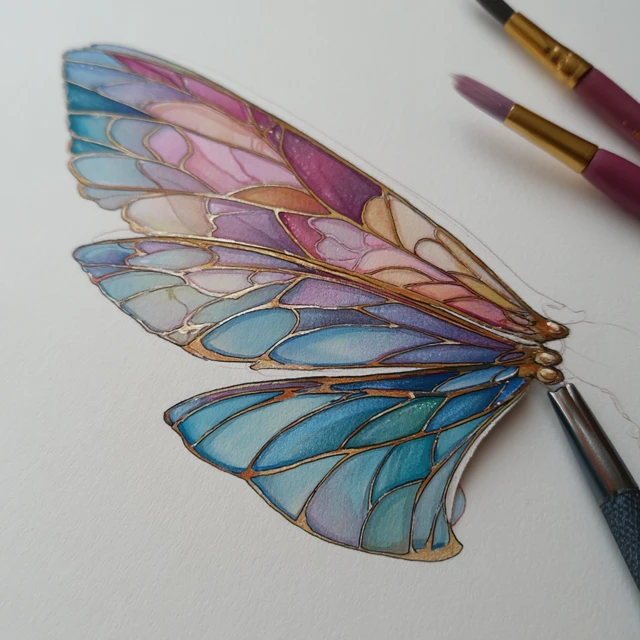 Detailed Butterfly Art With Membrane Wings