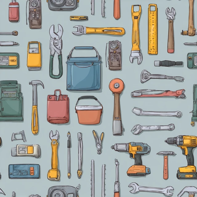 Tools and Equipment Seamless Pattern Illustration