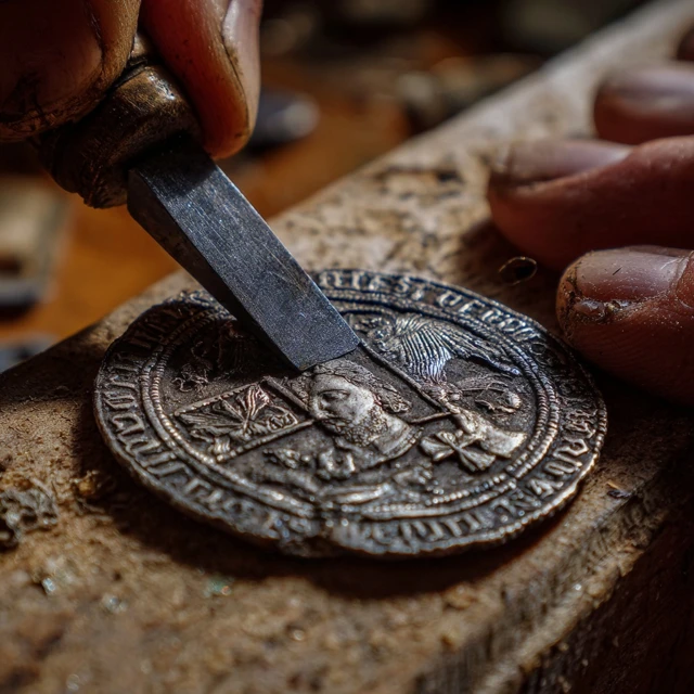 Shaving a Medieval Coin Close Up