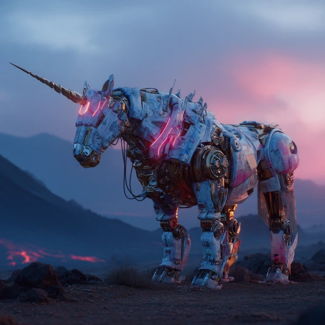 Mecha Unicorn Cinematic SciFi Art 8K