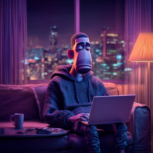 Drake in a Pixar 3D Animation Movie Theater