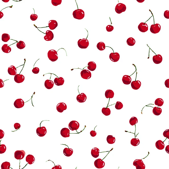 Cute Red Cherry Pattern on White Background