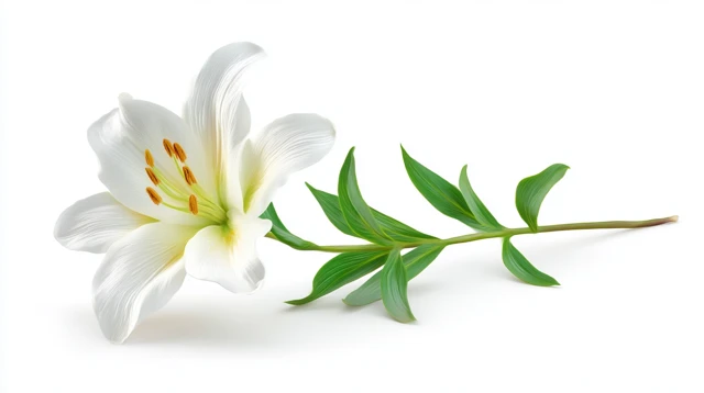 White Lily Flower on White Background