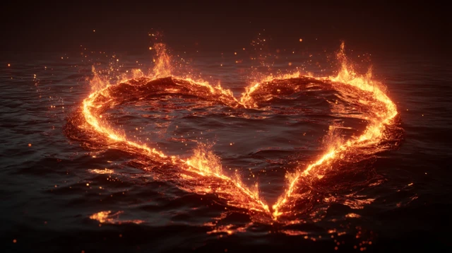 Burning Heart 3D Water Art