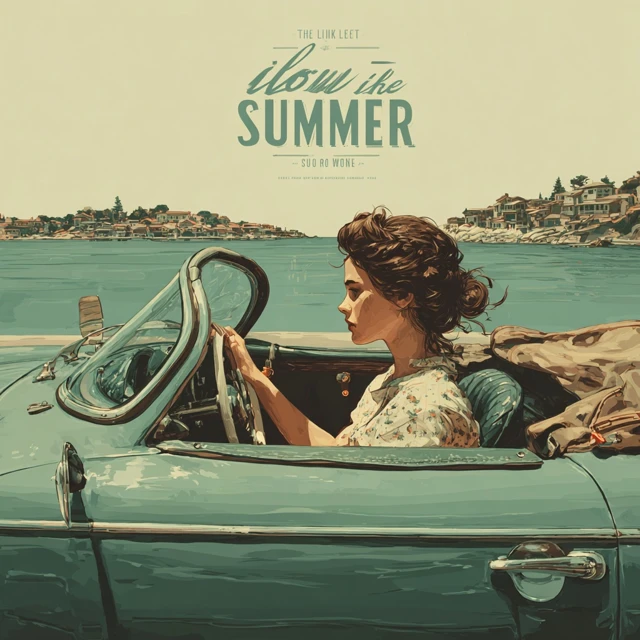 Slow Like Summer Woman Driving on Beach Road