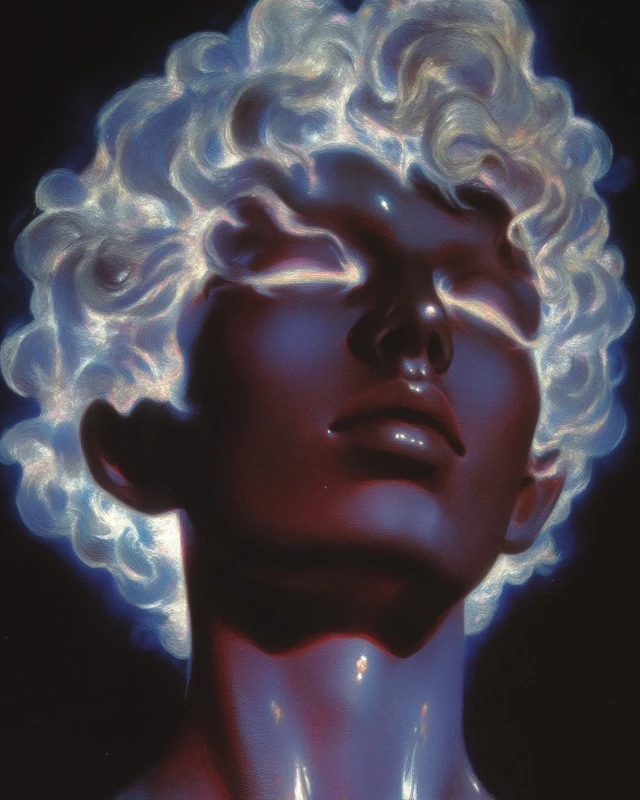 Glowing Figure with Electric Eyes Illustration